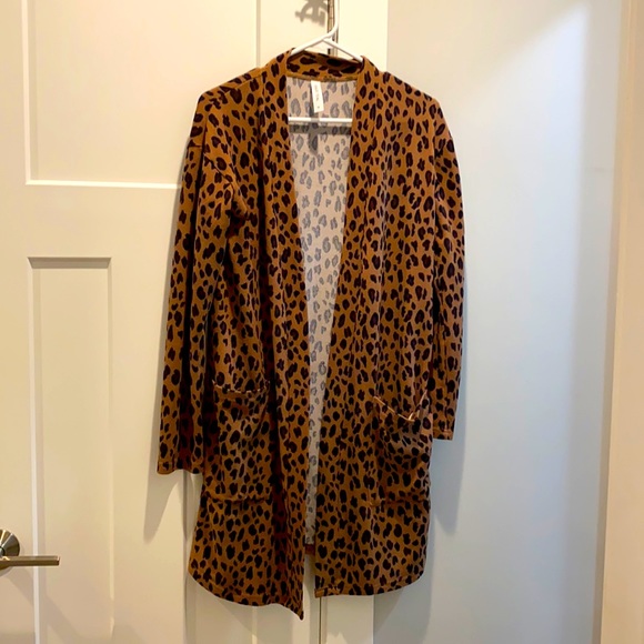 Tickled Teal Leopard Print Cardigan - Picture 1 of 3